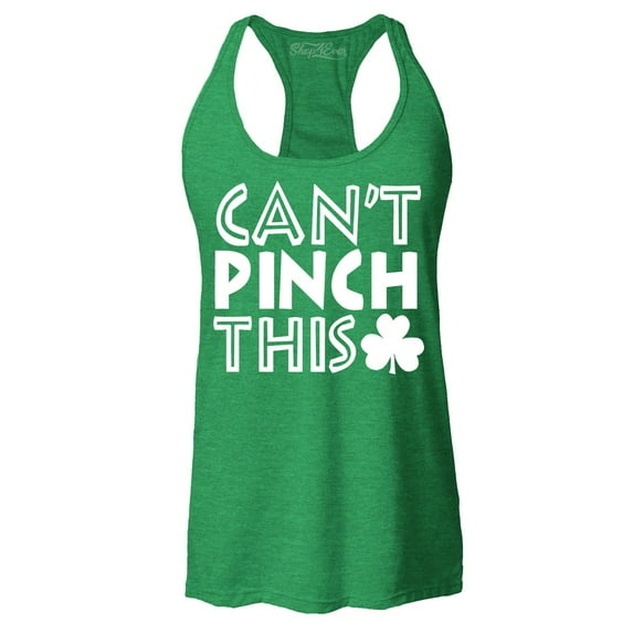 Shop4Ever Women's Can't Pinch This St. Patrick's Day Racerback Tank Top X-Small Kelly Green