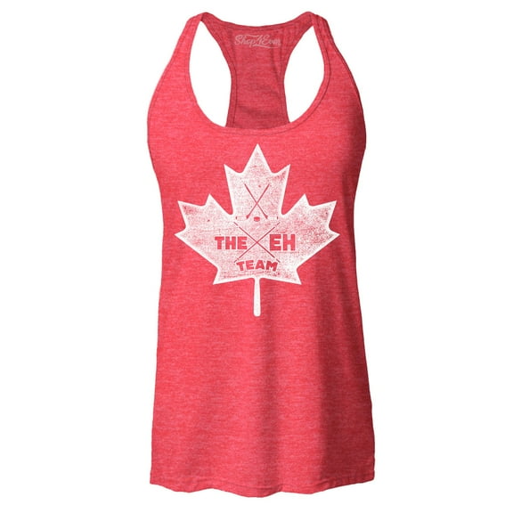 Shop4Ever Women's Canada Leaf The EH Team Canadian Pride Racerback Tank Top X-Small Red