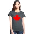 thumbnail image 1 of Shop4Ever Women's Canada Red Leaf Canadian Flag Graphic T-Shirt Small Dark Heather, 1 of 5