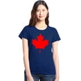 thumbnail image 1 of Shop4Ever Women's Canada Red Leaf Canadian Flag Graphic T-Shirt Small Navy, 1 of 5