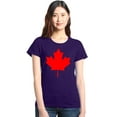 thumbnail image 1 of Shop4Ever Women's Canada Red Leaf Canadian Flag Graphic T-Shirt XX-Large Purple, 1 of 5