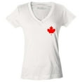 thumbnail image 1 of Shop4Ever Women's Canada Red Maple Leaf Pocket Size Canadian Slim Fit V-Neck T-Shirt X-Small White, 1 of 5