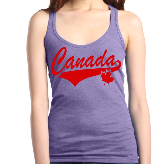 Shop4Ever Women's Canada Red with Leaf Canadian Flag Racerback Tank Top Large Purple