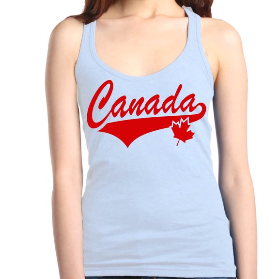 Shop4Ever Women's Canada Red with Leaf Canadian Flag Racerback Tank Top Medium White