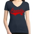 thumbnail image 1 of Shop4Ever Women's Canada Red with Leaf Canadian Flag Slim Fit V-Neck T-Shirt X-Large Charcoal, 1 of 5