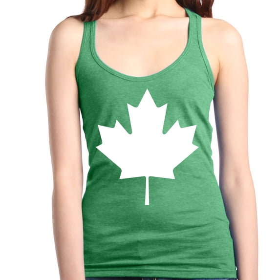 Shop4Ever Women's Canada White Leaf Proud Canadian Flag Racerback Tank Top X-Large Kelly Green