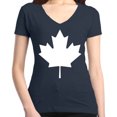thumbnail image 1 of Shop4Ever Women's Canada White Leaf Proud Canadian Flag Slim Fit V-Neck T-Shirt X-Small Charcoal, 1 of 5