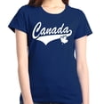 thumbnail image 1 of Shop4Ever Women's Canada White with Leaf Proud Canadian Flag Graphic T-Shirt Small Navy, 1 of 5