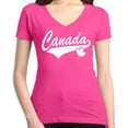 thumbnail image 1 of Shop4Ever Women's Canada White with Leaf Proud Canadian Flag Slim Fit V-Neck T-Shirt Small Pink, 1 of 5