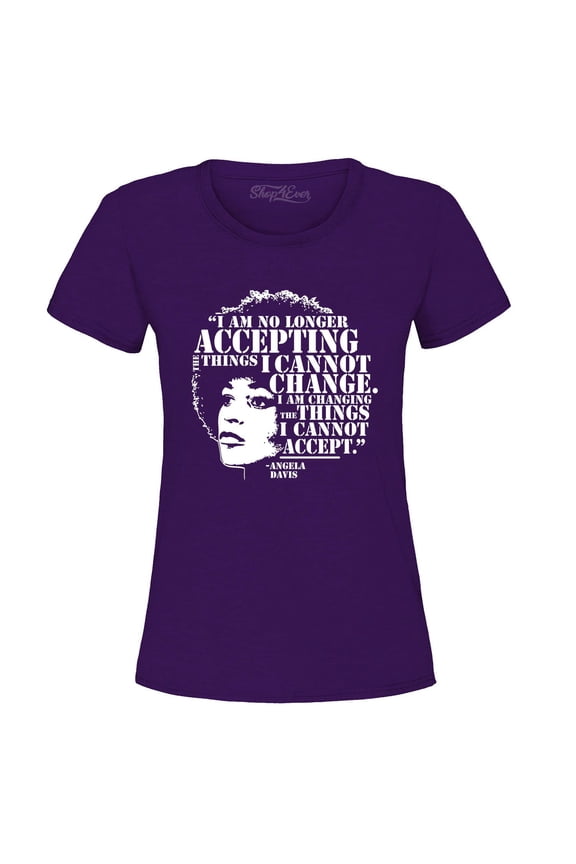 Women's Changing The Things I Cannot Accept Angela Davis Graphic T-Shirt X-Large Purple