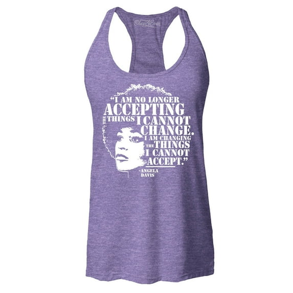 Shop4Ever Women's Changing The Things I Cannot Accept Angela Davis Racerback Tank Top Large Purple