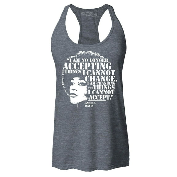 Shop4Ever Women's Changing The Things I Cannot Accept Angela Davis Racerback Tank Top Medium Charcoal