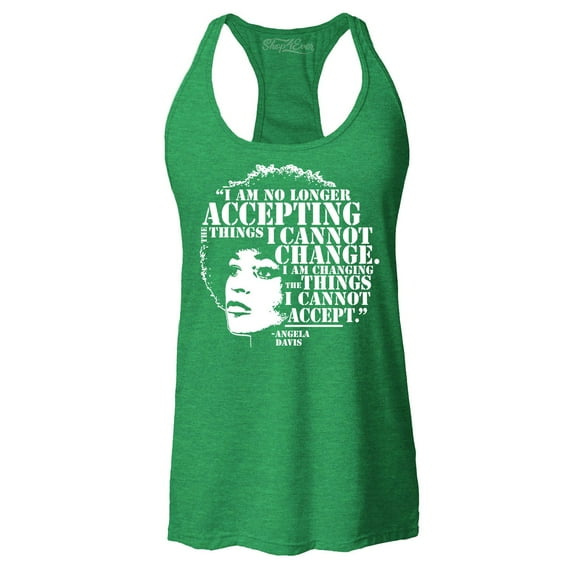 Shop4Ever Women's Changing The Things I Cannot Accept Angela Davis Racerback Tank Top X-Large Kelly Green