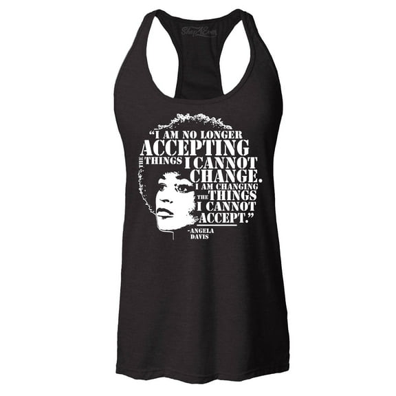 Shop4Ever Women's Changing The Things I Cannot Accept Angela Davis Racerback Tank Top XX-Large Black