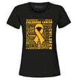 thumbnail image 1 of Shop4Ever Women's Childhood Cancer Awareness Gold Ribbon Word Cloud Graphic T-Shirt Small Black, 1 of 5