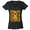 thumbnail image 1 of Shop4Ever Women's Childhood Cancer Awareness Gold Ribbon Word Cloud Slim Fit V-Neck T-Shirt XX-Large Black, 1 of 5