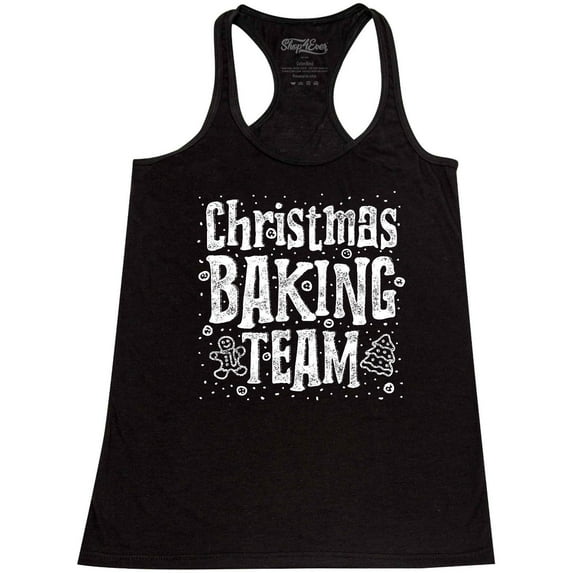 Shop4Ever Women's Christmas Baking Team WHITE Racerback Tank Top Large Black