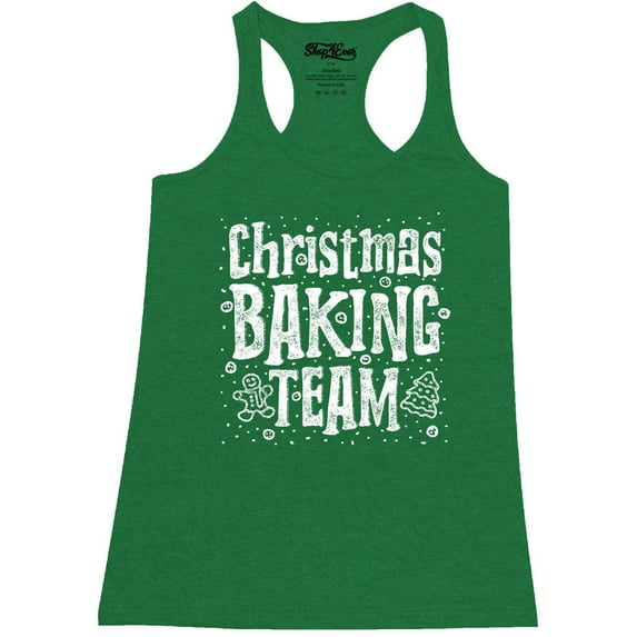 Shop4Ever Women's Christmas Baking Team WHITE Racerback Tank Top Small Kelly Green