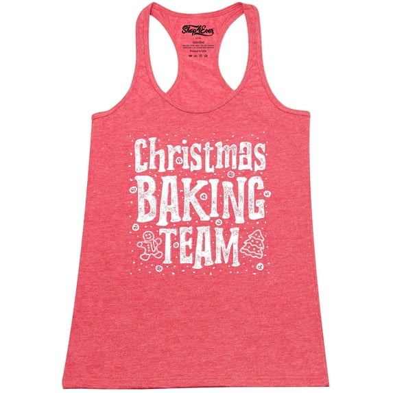 Shop4Ever Women's Christmas Baking Team WHITE Racerback Tank Top X-Small Red