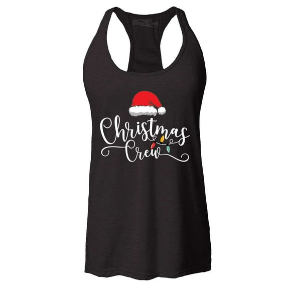 Shop4Ever Women's Christmas Crew Matching Xmas Holiday Racerback Tank Top Large Black