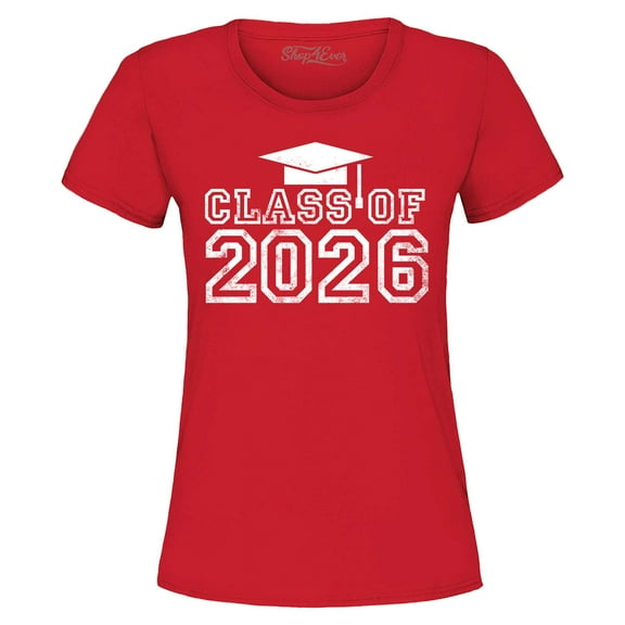 Shop4Ever Women's Class of 2026 Graphic T-Shirt Large Red