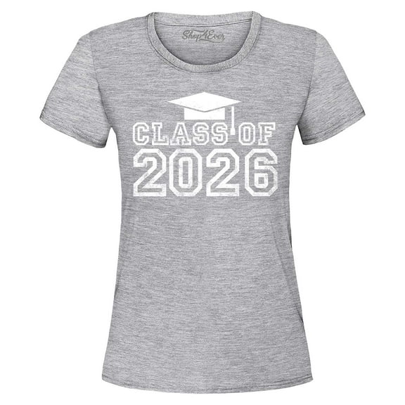Shop4Ever Women's Class of 2026 Graphic T-Shirt Large Sports Grey