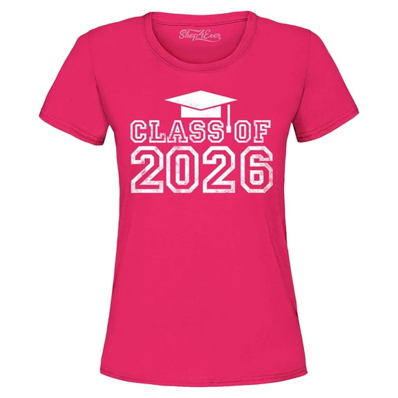 Shop4Ever Women's Class of 2026 Graphic T-Shirt X-Large Heliconia Pink
