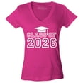 thumbnail image 1 of Shop4Ever Women's Class of 2026 Slim Fit V-Neck T-Shirt Large Pink, 1 of 5