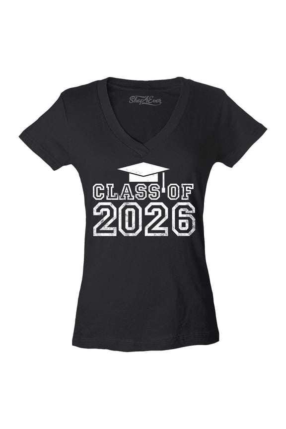 Women's Class of 2026 Slim Fit V-Neck T-Shirt XX-Large Black