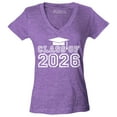thumbnail image 1 of Shop4Ever Women's Class of 2026 Slim Fit V-Neck T-Shirt XX-Large Heather Purple, 1 of 5