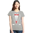 thumbnail image 1 of Shop4Ever Women's Classic Red Bow Tie Tuxedo Suit Party Costume Graphic T-Shirt Small Sports Grey, 1 of 5