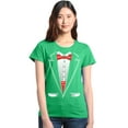 thumbnail image 1 of Shop4Ever Women's Classic Red Bow Tie Tuxedo Suit Party Costume Graphic T-Shirt X-Large Irish Green, 1 of 5