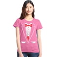 thumbnail image 1 of Shop4Ever Women's Classic Red Bow Tie Tuxedo Suit Party Costume Graphic T-Shirt XX-Large Azalea Pink, 1 of 5