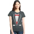 thumbnail image 1 of Shop4Ever Women's Classic Red Bow Tie Tuxedo Suit Party Costume Graphic T-Shirt XXX-Large Dark Heather, 1 of 5