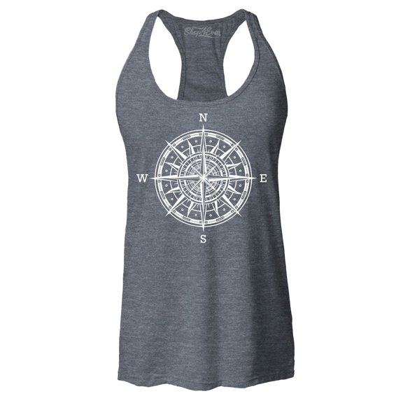 Shop4Ever Women's Compass Traveling North South East West Racerback Tank Top Large Charcoal