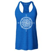 Shop4Ever Women's Compass Traveling North South East West Racerback Tank Top Large Royal Blue
