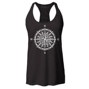 Shop4Ever Womens Compass Traveling North South East West Racerback Tank Top Medium Black