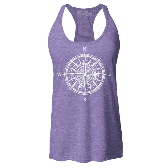 Shop4Ever Women's Compass Traveling North South East West Racerback Tank Top X-Large Purple