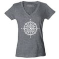 thumbnail image 1 of Shop4Ever Women's Compass Traveling North South East West Slim Fit V-Neck T-Shirt Large Heather Charcoal, 1 of 5
