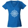 thumbnail image 1 of Shop4Ever Women's Compass Traveling North South East West Slim Fit V-Neck T-Shirt X-Small Heather Royal Blue, 1 of 5