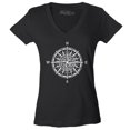 thumbnail image 1 of Shop4Ever Women's Compass Traveling North South East West Slim Fit V-Neck T-Shirt XX-Large Black, 1 of 5