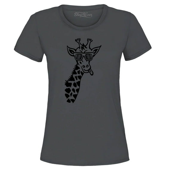 Shop4Ever Women's Cool Giraffe Cute Animal Graphic T-Shirt Small Charcoal