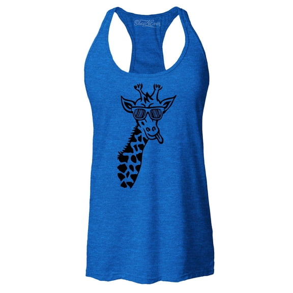 Shop4Ever Women's Cool Giraffe Cute Animal  Racerback Tank Top X-Small Royal Blue