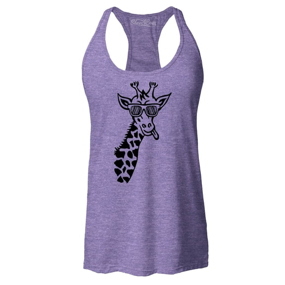 Shop4Ever Women's Cool Giraffe Cute Animal  Racerback Tank Top XX-Large Purple