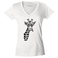 thumbnail image 1 of Shop4Ever Women's Cool Giraffe Cute Animal  Slim Fit V-Neck T-Shirt XX-Large White, 1 of 5