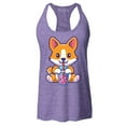 thumbnail image 1 of Shop4Ever Women's Cute Corgi Drinking Boba Tea Kawaii Racerback Tank Top XX-Large Purple, 1 of 5