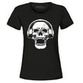 thumbnail image 1 of Shop4Ever Women's  DJ Skull Wearing Headphones Graphic T-Shirt Small Black, 1 of 5