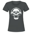 thumbnail image 1 of Shop4Ever Women's  DJ Skull Wearing Headphones Graphic T-Shirt Small Charcoal, 1 of 5
