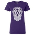 thumbnail image 1 of Shop4Ever Women's Day of the Dead White Skull Graphic T-Shirt Large Purple, 1 of 5
