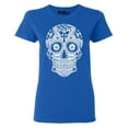 thumbnail image 1 of Shop4Ever Women's Day of the Dead White Skull Graphic T-Shirt X-Large Royal Blue, 1 of 5